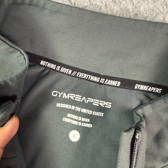 Gymreapers 1/4 Zip Pullover Mens L Gray Long Sleeve Workout Skull Performance - Picture 3 of 10